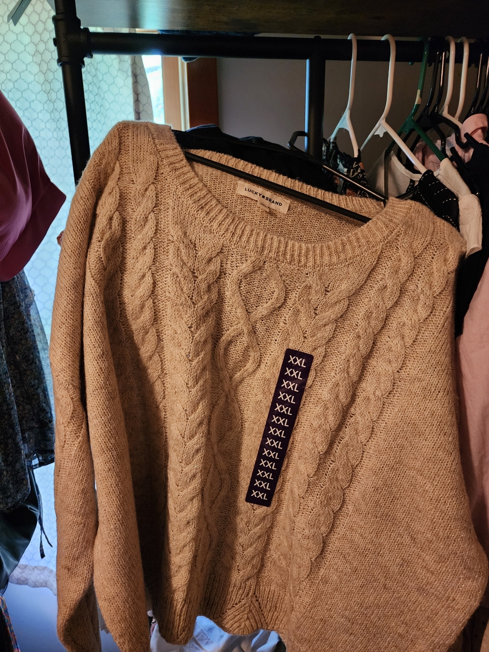 Lucky Brand Cozy Cable Knit Sweater in Beige NWT